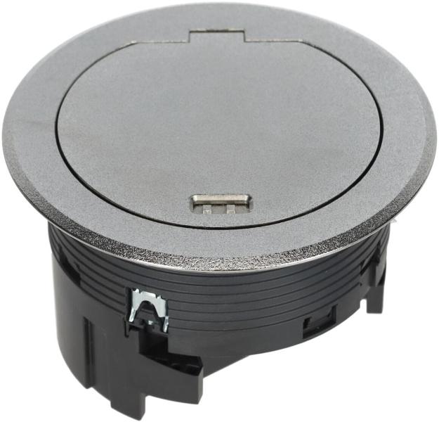 Hager BSR02D01 Installationsdose R02, 2x SCHUKO, Keystone Typ 01 2-f, Metall Klappdeckel silber