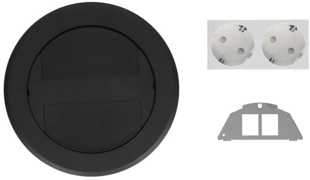 Hager BSR02D03 Installationsdose R02, 2x SCHUKO, Keystone Typ 01 2-f, Kunststoff Klappdeckel