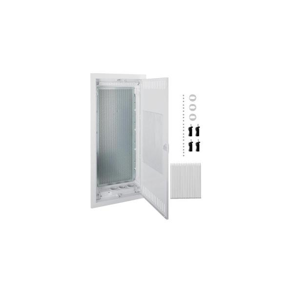 ARDEBO.de Hager VH48MMV Volta Multimediaverteiler für Homeway, Hohlwand, 4-reihig, 48 PLE, IP30, mit geschlitzter Stahlblechtür, weiß