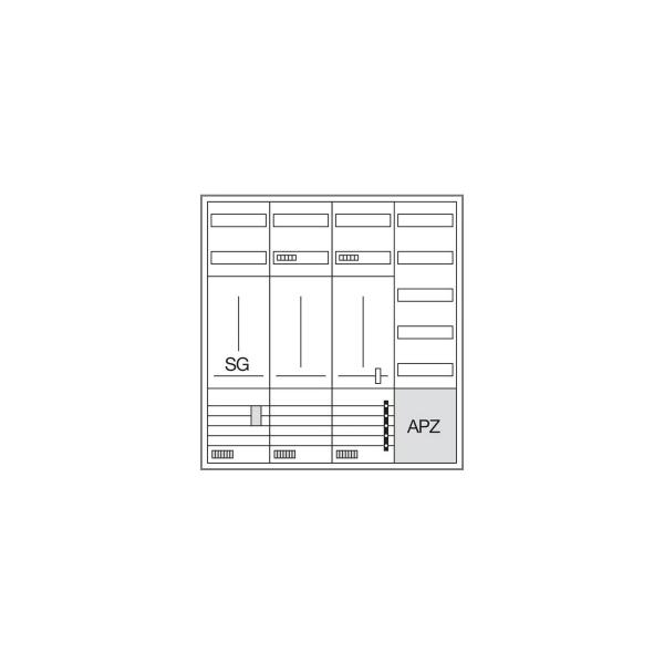 Hager ZB341X29 Komplettschrank, universZ, 2 ZP., 1 SG, 3P., APZ, VT5, H=1100 mm, 4-Feld, ESA