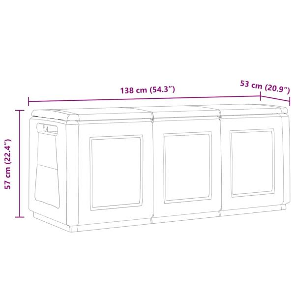 Garten Aufbewahrungsbox 138x53x57 cm 330 L Dunkelgrau Schwarz