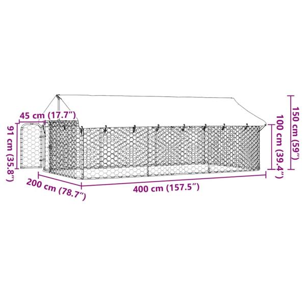 Outdoor-Hundezwinger mit Dach 400x200x150 cm