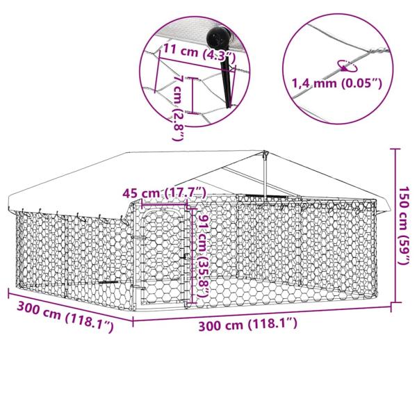 Outdoor-Hundezwinger mit Dach 300x300x150 cm