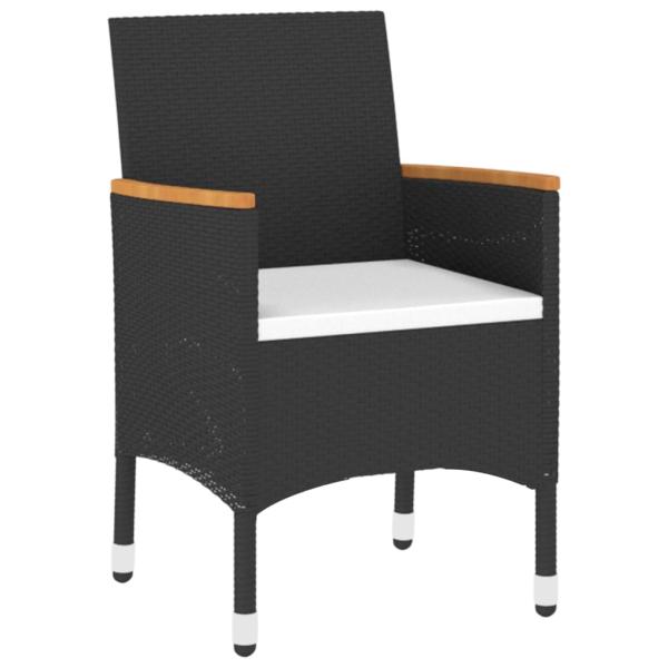 5-tlg. Garten-Essgruppe Poly Rattan und Hartglas Schwarz