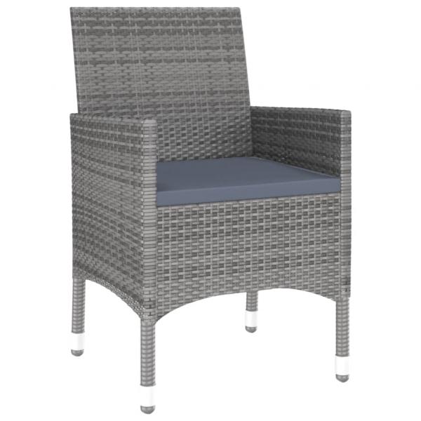 7-tlg. Garten-Essgruppe Poly Rattan und Hartglas Grau