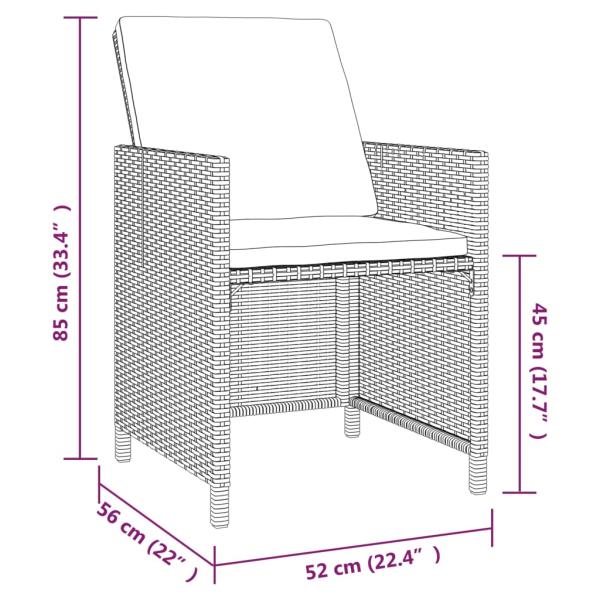 9-tlg. Garten-Essgruppe mit Kissen Poly Rattan Schwarz