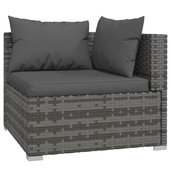 9-tlg. Garten-Lounge-Set mit Auflagen Poly Rattan Grau