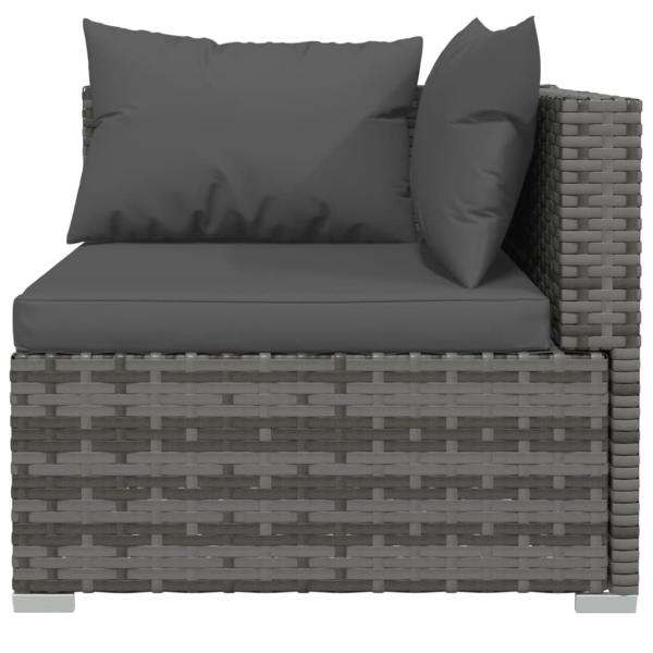 9-tlg. Garten-Lounge-Set mit Auflagen Poly Rattan Grau