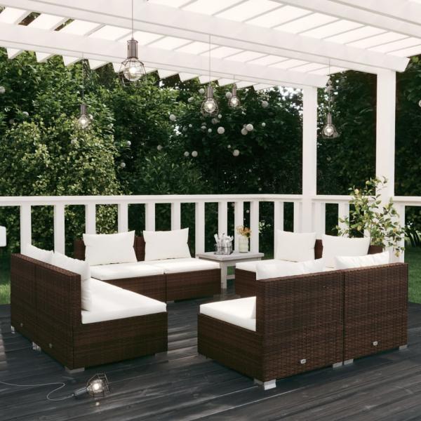 ARDEBO.de - 8-tlg. Garten-Lounge-Set mit Kissen Poly Rattan Braun
