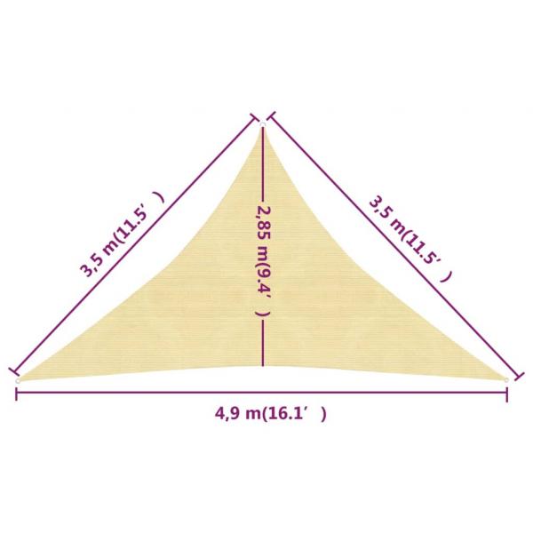 Sonnensegel 160 g/m² Beige 3,5x3,5x4,9 m HDPE