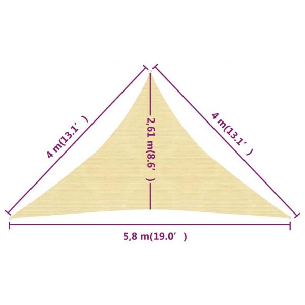 Sonnensegel 160 g/m² Beige 4x4x5,8 m HDPE