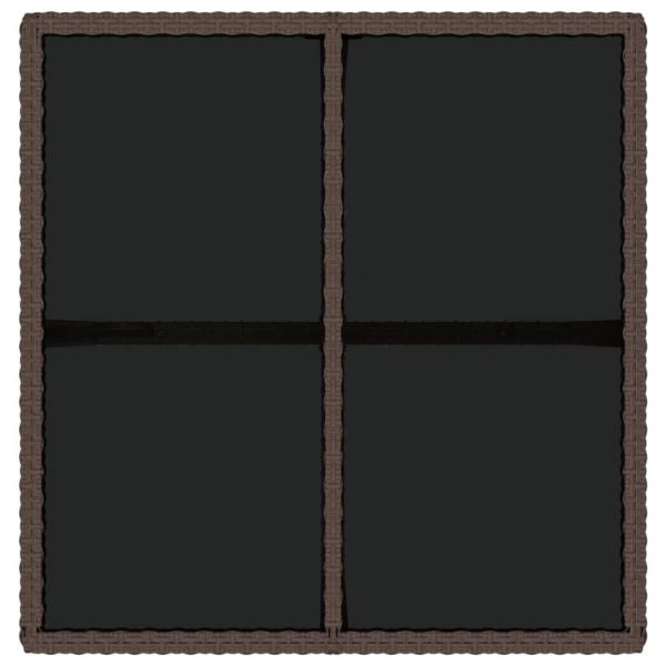 Gartentisch Braun 109x107x74 cm Poly Rattan und Glas