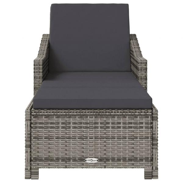 Sonnenliege mit Dunkelgrauer Auflage Poly Rattan Grau