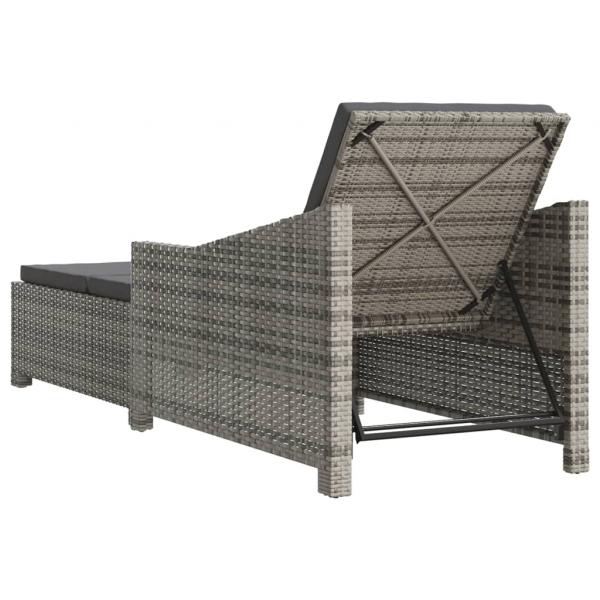 Sonnenliege mit Dunkelgrauer Auflage Poly Rattan Grau