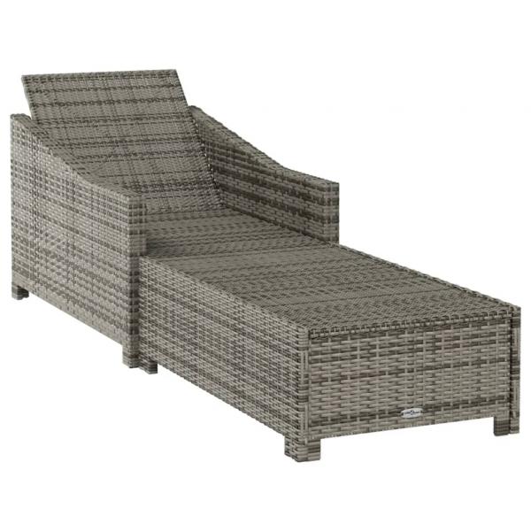 Sonnenliege mit Dunkelgrauer Auflage Poly Rattan Grau
