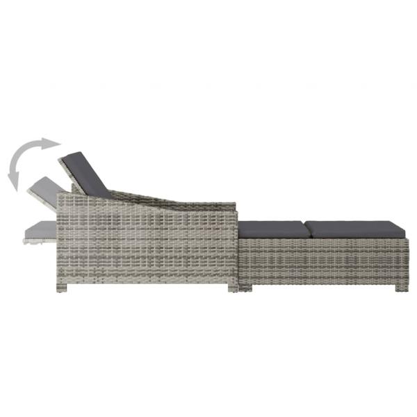 Sonnenliege mit Dunkelgrauer Auflage Poly Rattan Grau