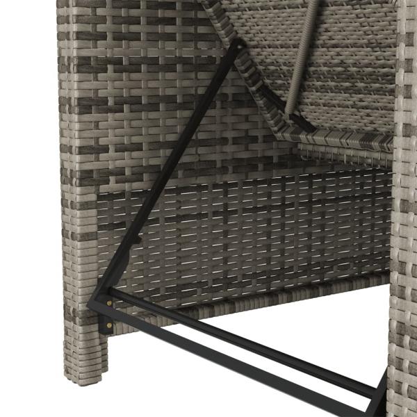 Sonnenliege mit Dunkelgrauer Auflage Poly Rattan Grau