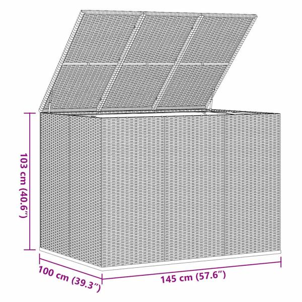 Garten-Kissenbox PE Rattan 145x100x103 cm Grau