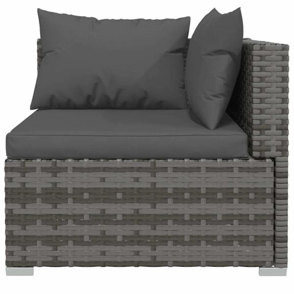 4-tlg. Garten-Lounge-Set mit Kissen Grau Poly Rattan