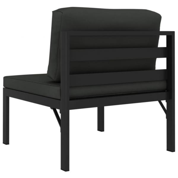 3-tlg. Garten-Sofagarnitur mit Kissen Aluminium Anthrazit