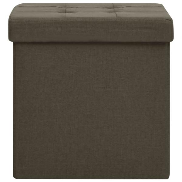 Hocker mit Stauraum 2 Stk. Dunkelbraun Leinenoptik