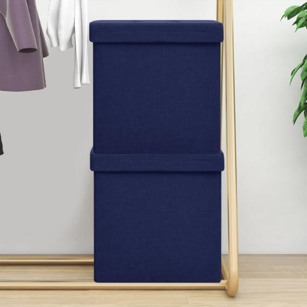 ARDEBO.de - Hocker mit Stauraum 2 Stk. Blau Leinenoptik