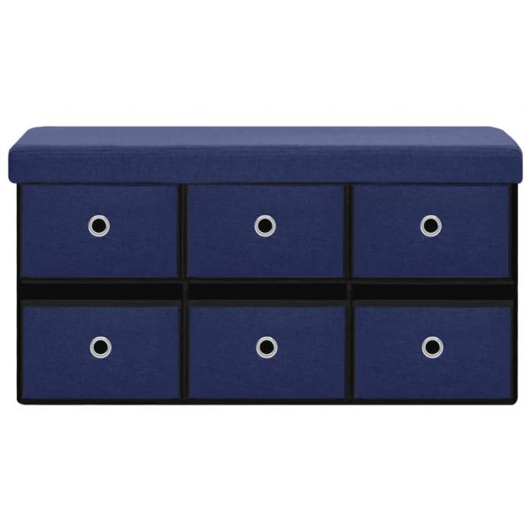 Faltbare Sitzbank mit Stauraum Blau 76x38x38 cm Leinenoptik