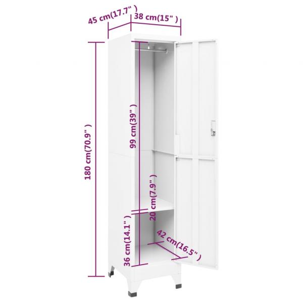 Schließfachschrank Weiß 38x45x180 cm Stahl