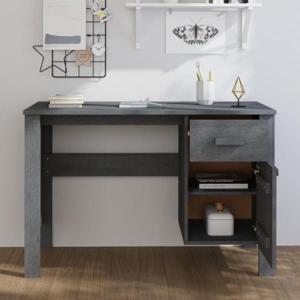 ARDEBO.de - Schreibtisch HAMAR Dunkelgrau 113x50x75 cm Massivholz Kiefer