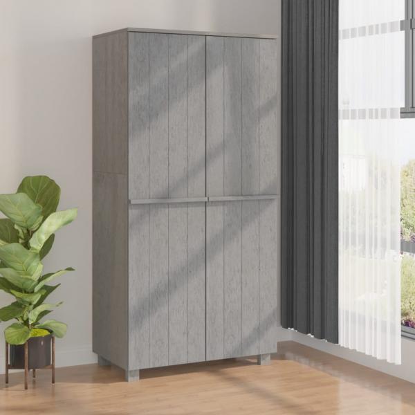 ARDEBO.de - Kleiderschrank HAMAR Hellgrau 89x50x180 cm Massivholz Kiefer
