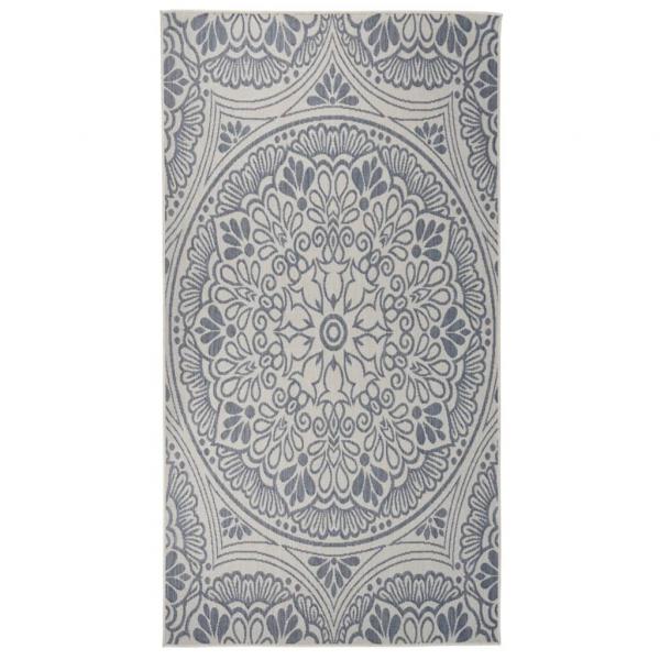 ARDEBO.de - Outdoor-Teppich Flachgewebe 80x150 cm Blaues Muster