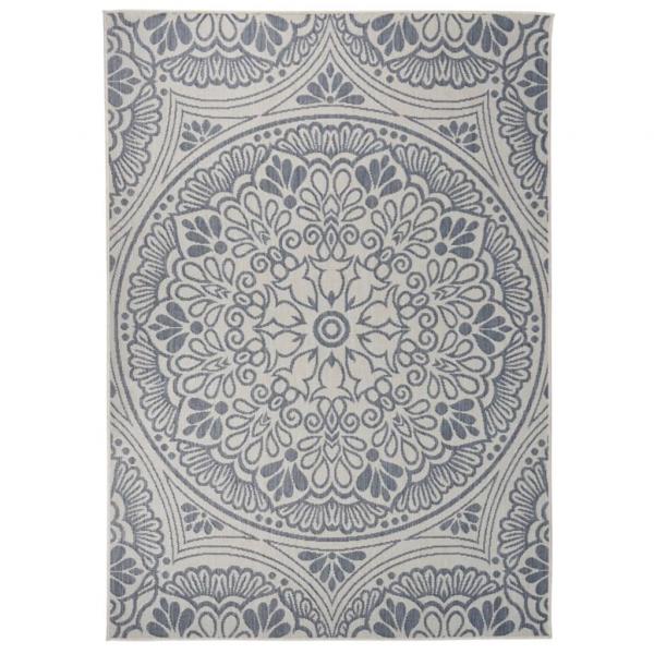 ARDEBO.de - Outdoor-Teppich Flachgewebe 120x170 cm Blaues Muster