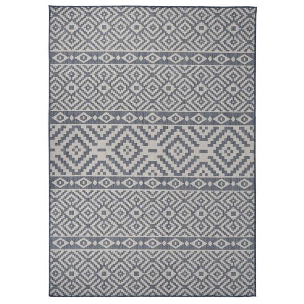 ARDEBO.de - Outdoor-Teppich Flachgewebe 120x170 cm Blau Gestreift