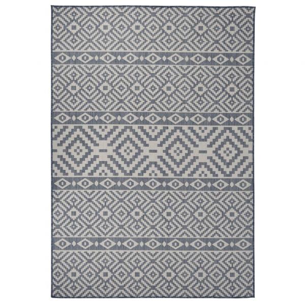 ARDEBO.de - Outdoor-Teppich Flachgewebe 160x230 cm Blau Gestreift