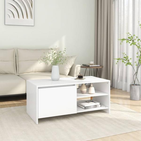 ARDEBO.de - Couchtisch Weiß 102x50x45 cm Holzwerkstoff