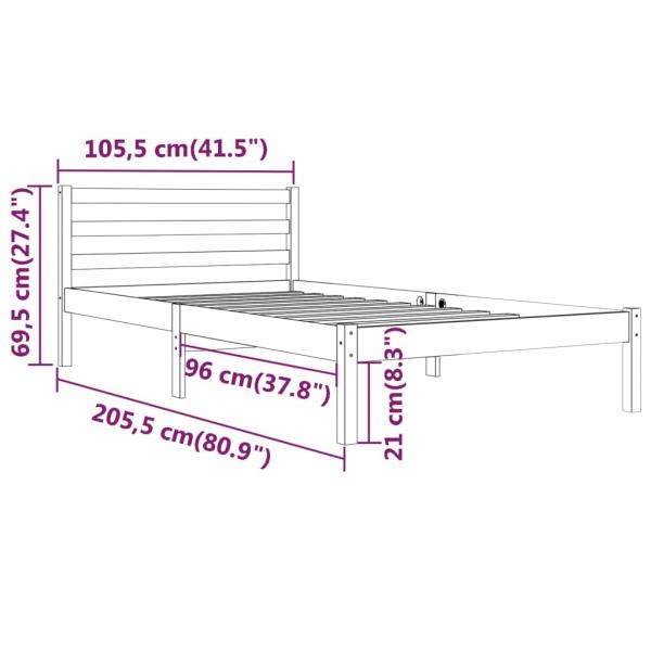 Massivholzbett Kiefernholz 100x200 cm