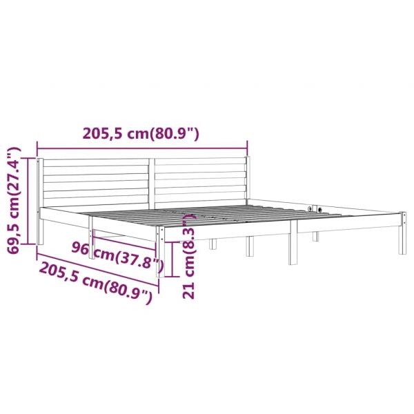 Massivholzbett Kiefer 200x200 cm Schwarz