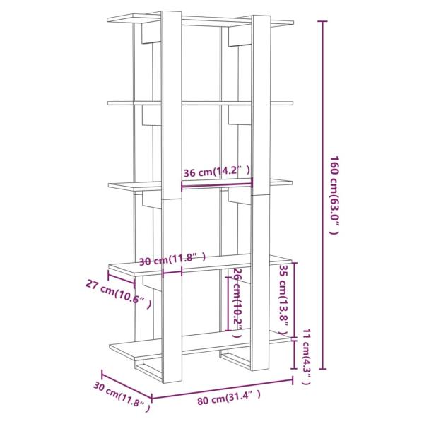 ARDEBO.de - Bücherregal/Raumteiler Sonoma-Eiche 80x30x160 cm Holzwerkstoff