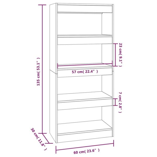 Bücherregal/Raumteiler Schwarz 60x30x135 cm Holzwerkstoff