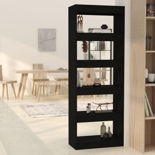 ARDEBO.de - Bücherregal/Raumteiler Schwarz 60x30x166 cm Holzwerkstoff