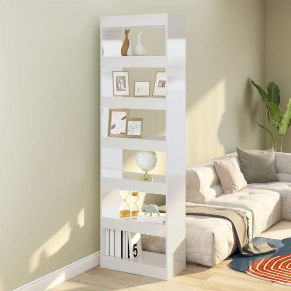 ARDEBO.de - Bücherregal/Raumteiler Hochglanz-Weiß 60x30x198 cm