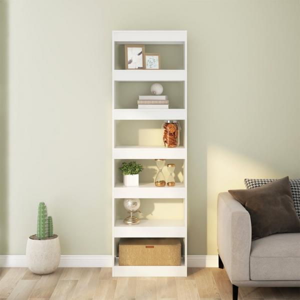 Bücherregal/Raumteiler Hochglanz-Weiß 60x30x198 cm