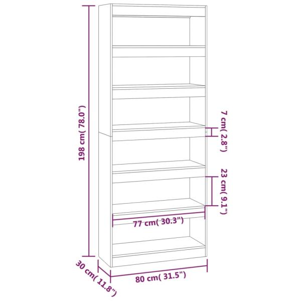 Bücherregal/Raumteiler Hochglanz-Weiß 80x30x198cm Holzwerkstoff