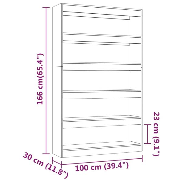 Bücherregal/Raumteiler Sonoma-Eiche 100x30x166 cm