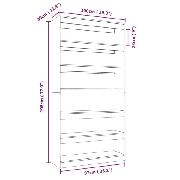 ARDEBO.de - Bücherregal/Raumteiler Sonoma-Eiche 100x30x198 cm Holzwerkstoff