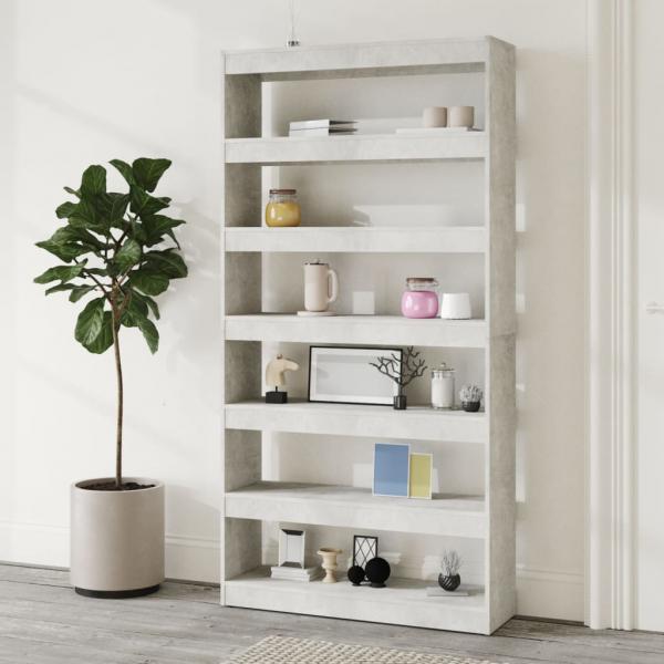 ARDEBO.de - Bücherregal/Raumteiler Betongrau 100x30x198 cm Holzwerkstoff