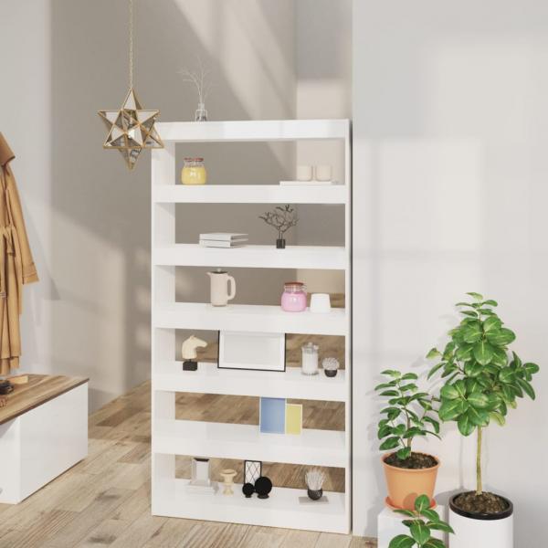 ARDEBO.de - Bücherregal/Raumteiler Hochglanz-Weiß 100×30×198 cm