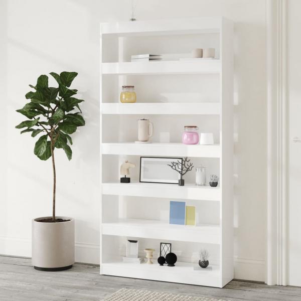 Bücherregal/Raumteiler Hochglanz-Weiß 100×30×198 cm
