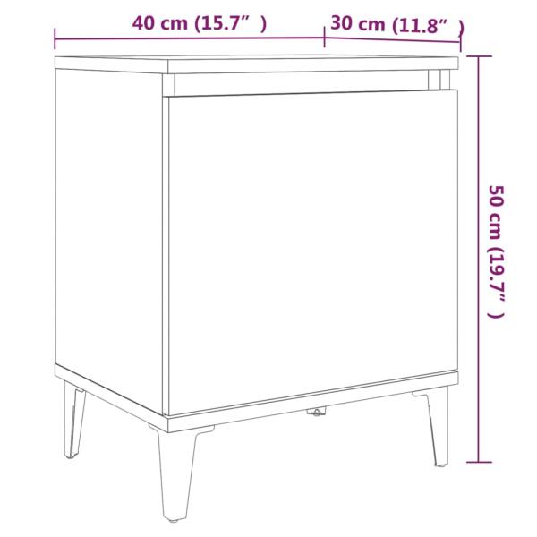 Nachttisch mit Metallbeinen Grau Sonoma 40x30x50 cm