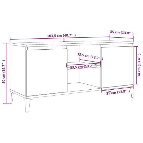 TV-Schrank mit Metallbeinen Grau Sonoma 103,5x35x50 cm